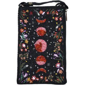 Moon Phases Women Accessories Bag Bamboo Zipper Crossbody Wristlet